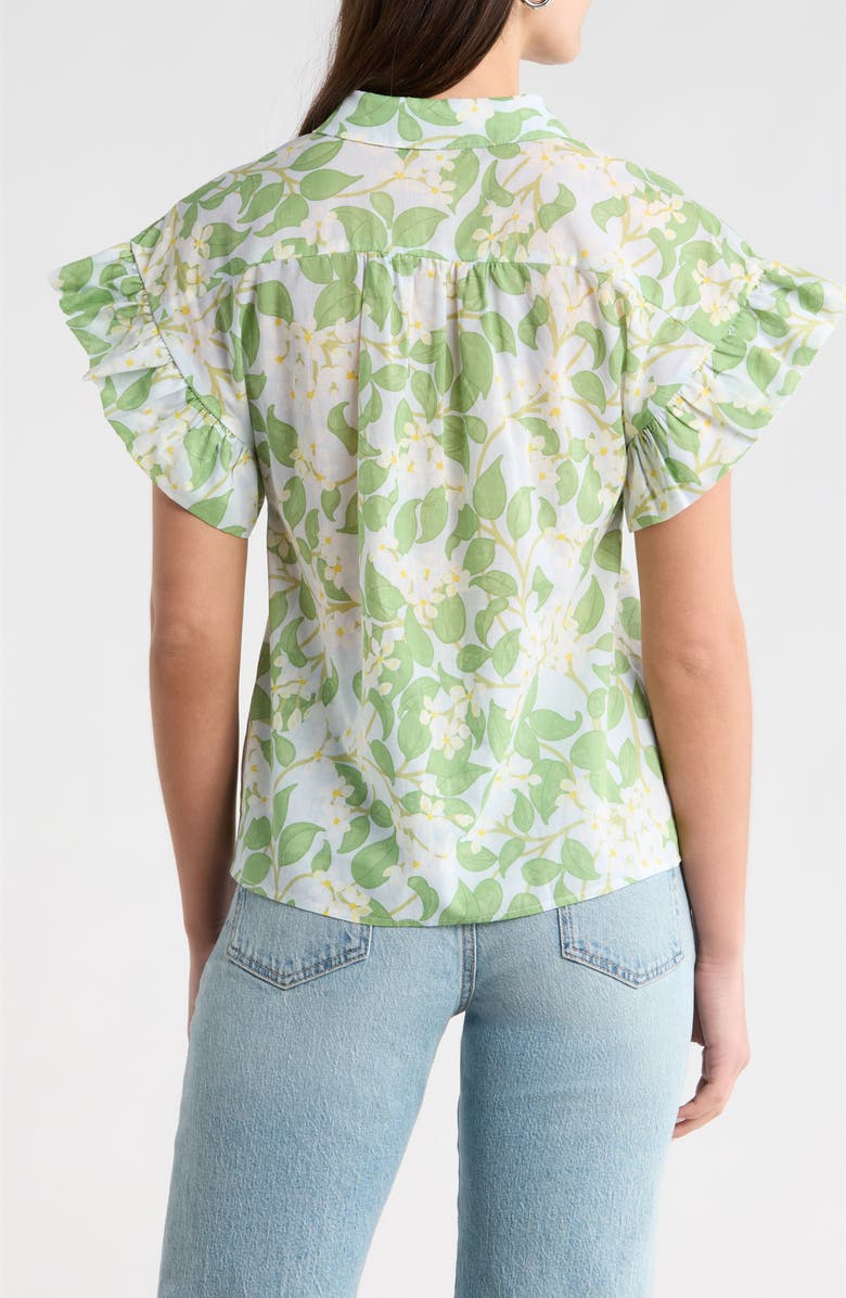 SUGARLIPS Kiany Floral Short Sleeve Button-Up Shirt, Alternate, color, Light-Blue-Green