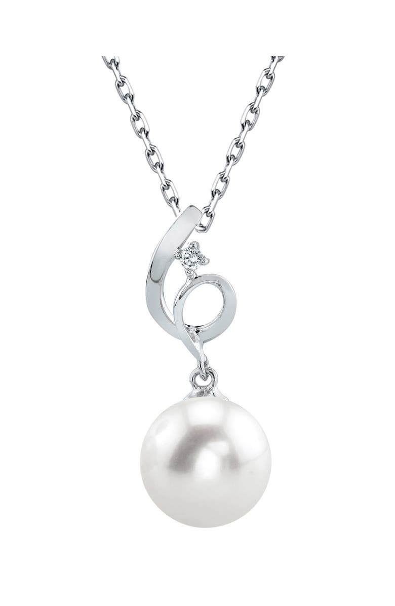 The Pearl Source Freshwater Pearl & Diamond Symphony Pendant, Main, color, Yellow Gold