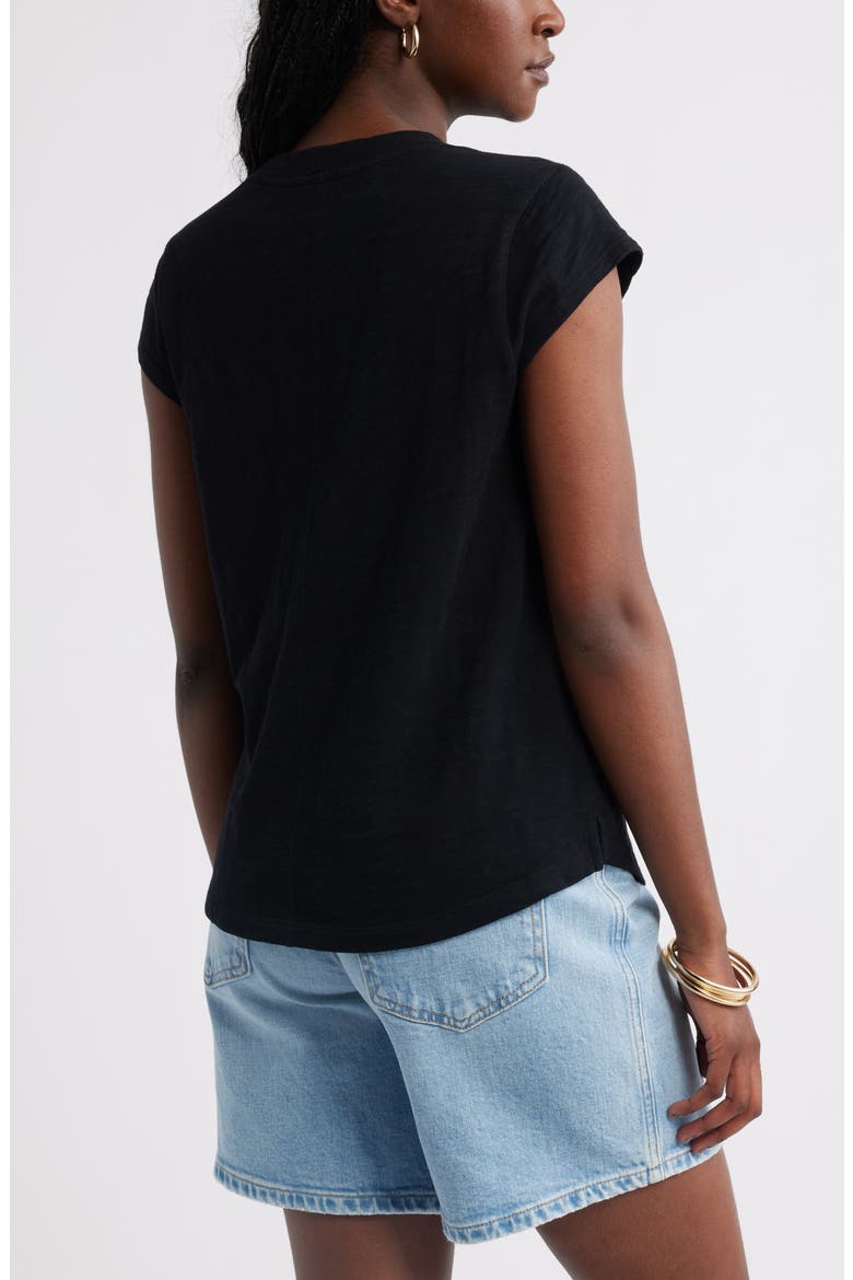 Short Raglan Sleeve Cotton Tee, Alternate, color, BLACK
