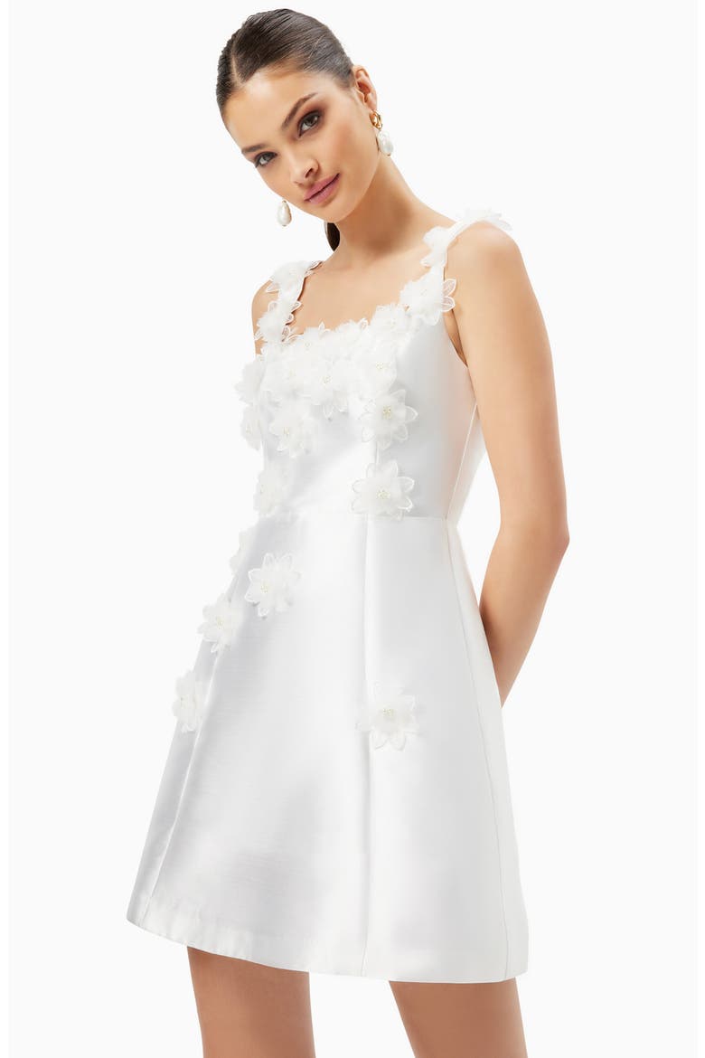 Elder Floral Appliqué Minidress, Alternate, color, IVORY
