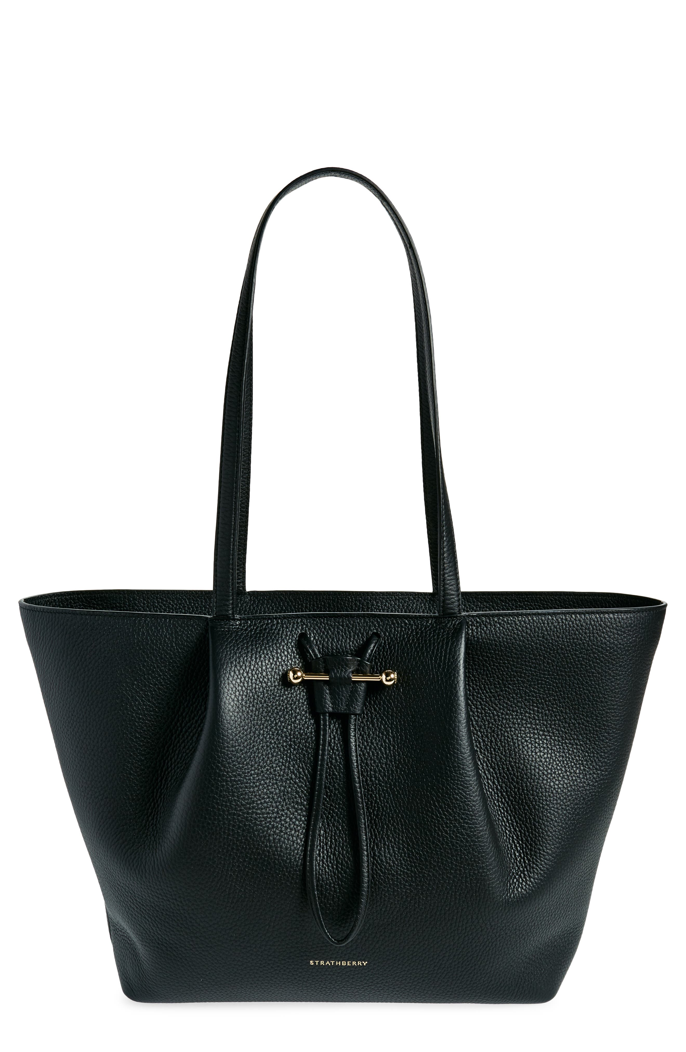 Strathberry Osette Leather Shopper, Main, color, Black
