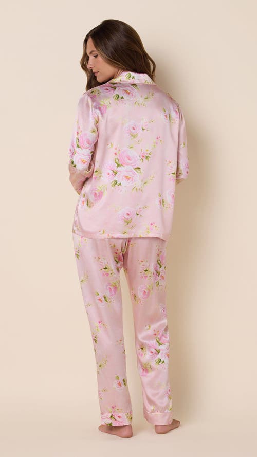 The Cat's Pajamas Silk Pajama Set In Pink