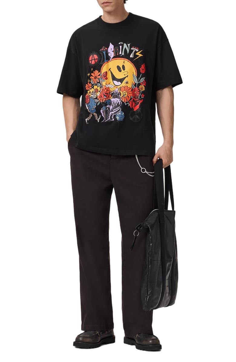 AllSaints Gardens Cotton Graphic T-Shirt, Alternate, color, Washed Black
