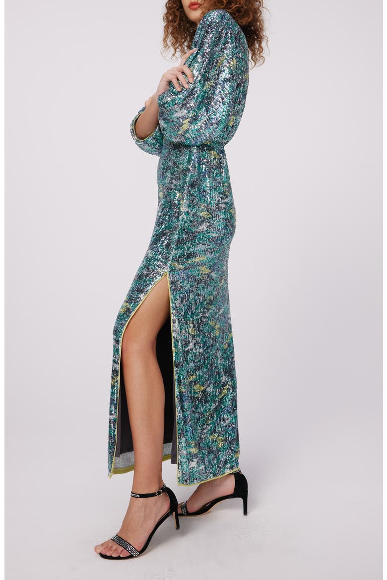 Jessel Sequin Maxi Dress, Alternate, color, FLAMES