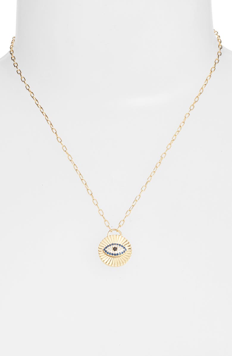 ARGENTO VIVO Sterling Silver Evil Eye Pendant Necklace, Alternate, color, Gold