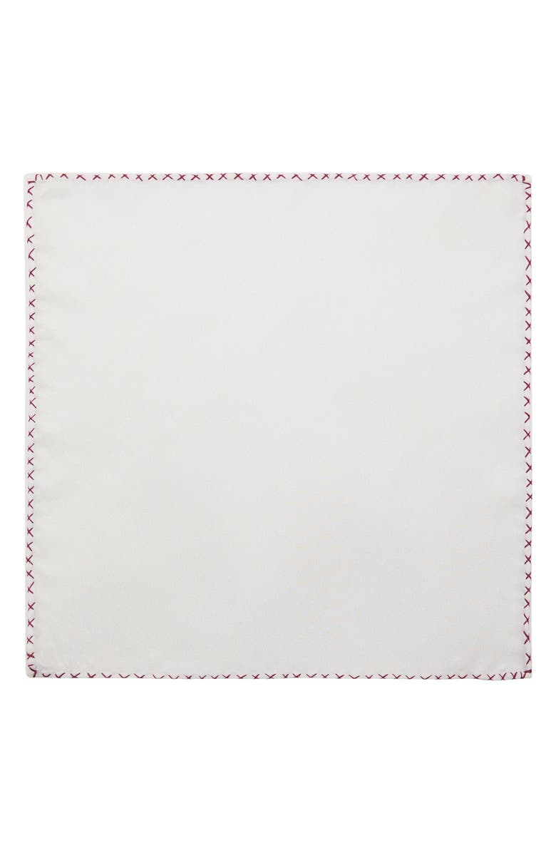 MANGO Embroidered Silk Pocket Square, Alternate, color,