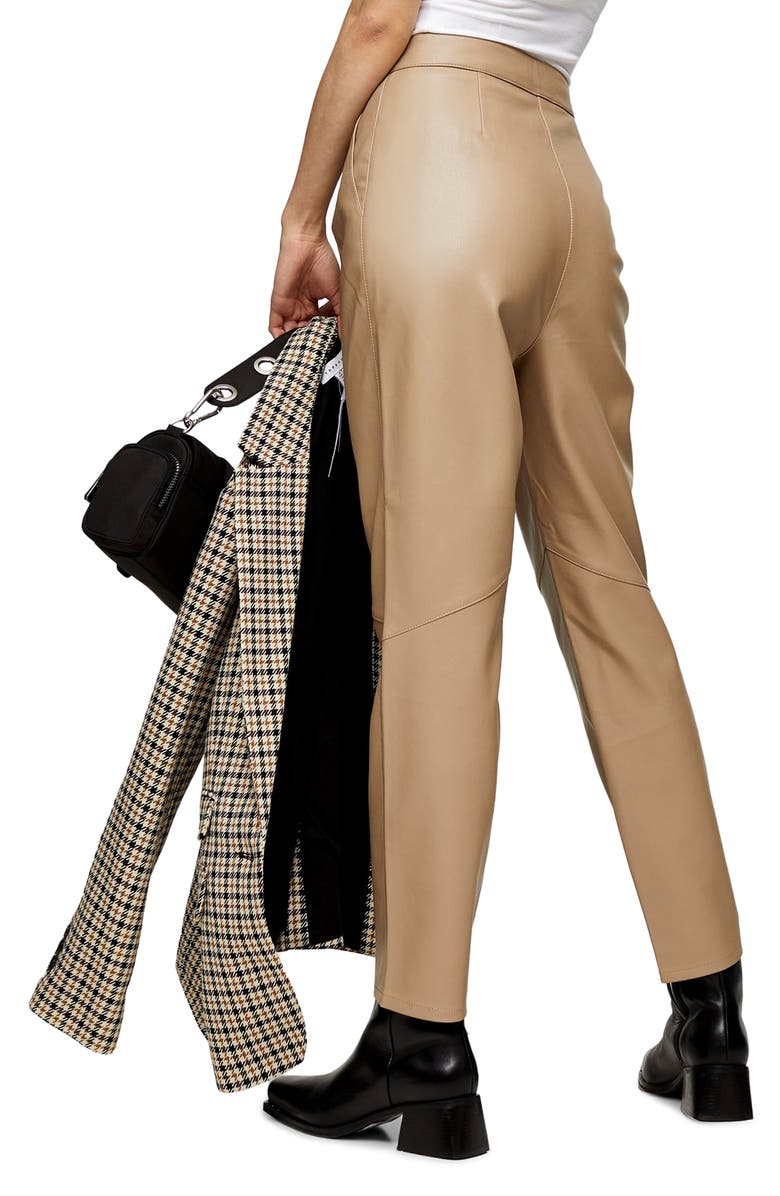 Topshop Faux Leather Peg Trousers, Alternate, color, 