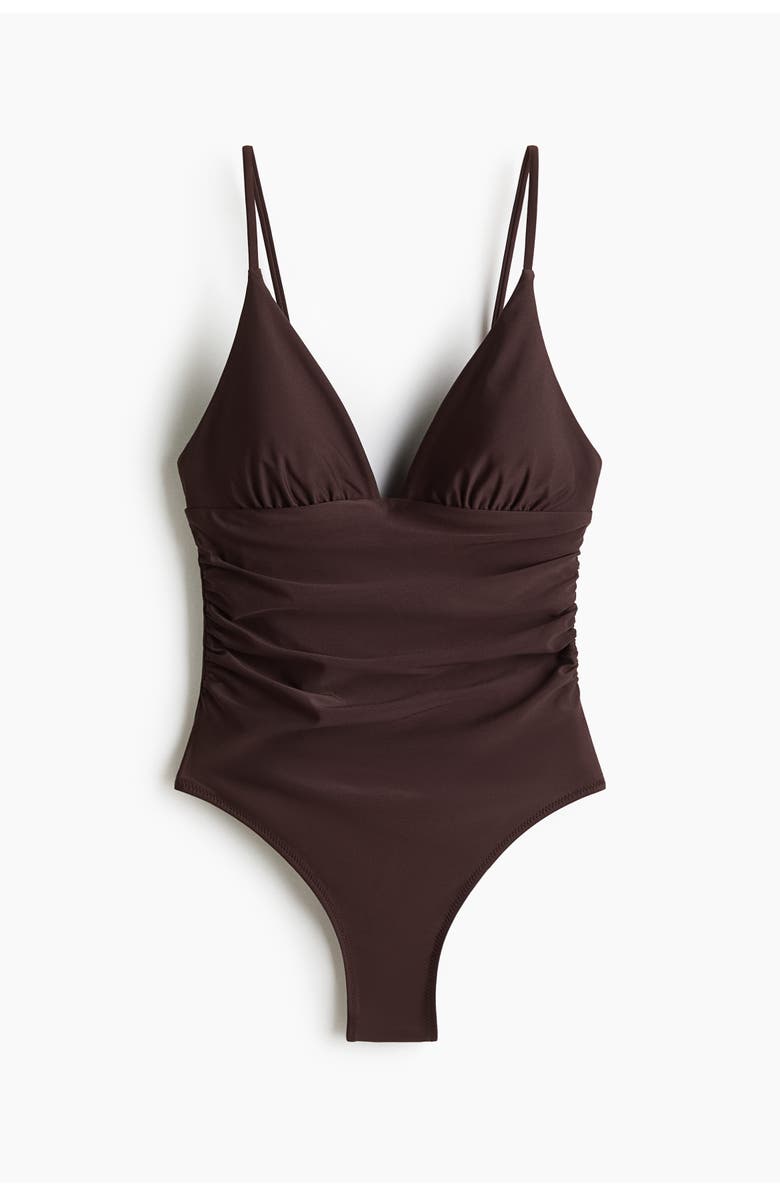 H&M Medium Shape Swimsuit, Main, color, Dark Brown