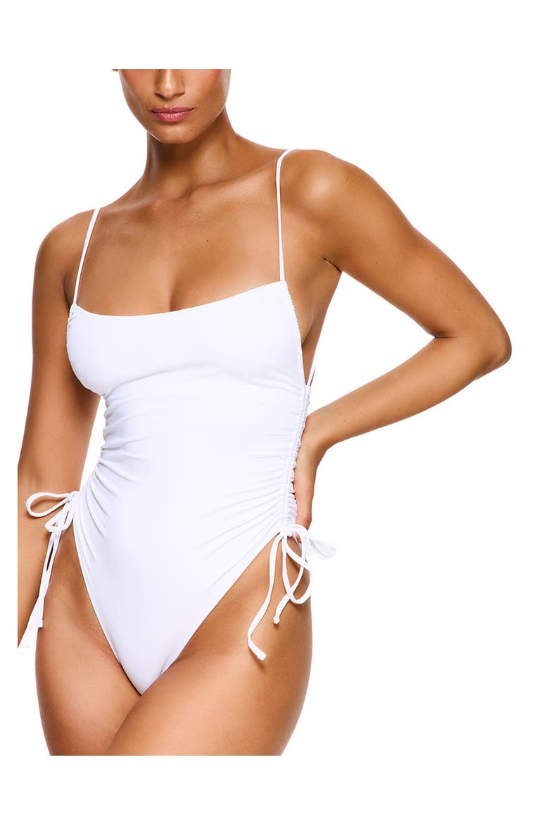 Vacay Mode Adjustable One Piece Swimsuit, Alternate, color, White