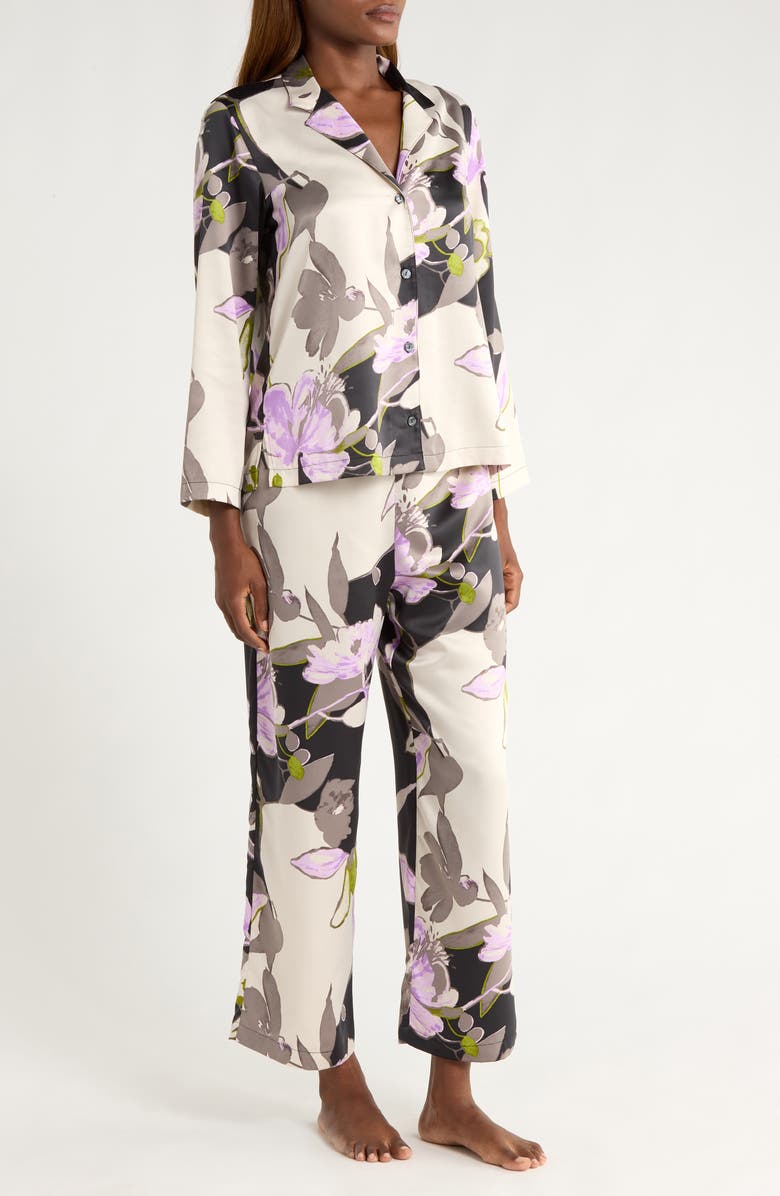 Natori Tsubaki Floral Pajamas, Alternate, color, Black Multi