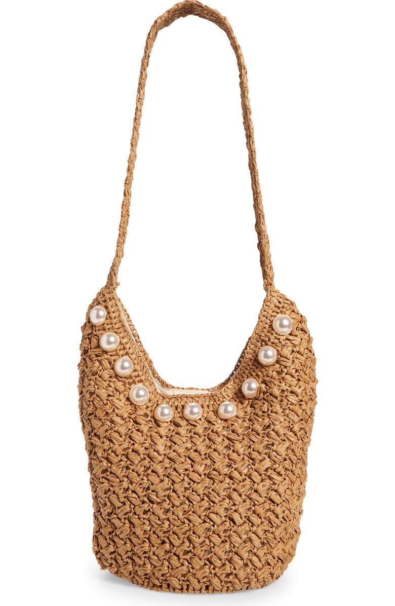 BTB Los Angeles Keli Imitation Pearl Hobo Bag, Alternate, color, Sand
