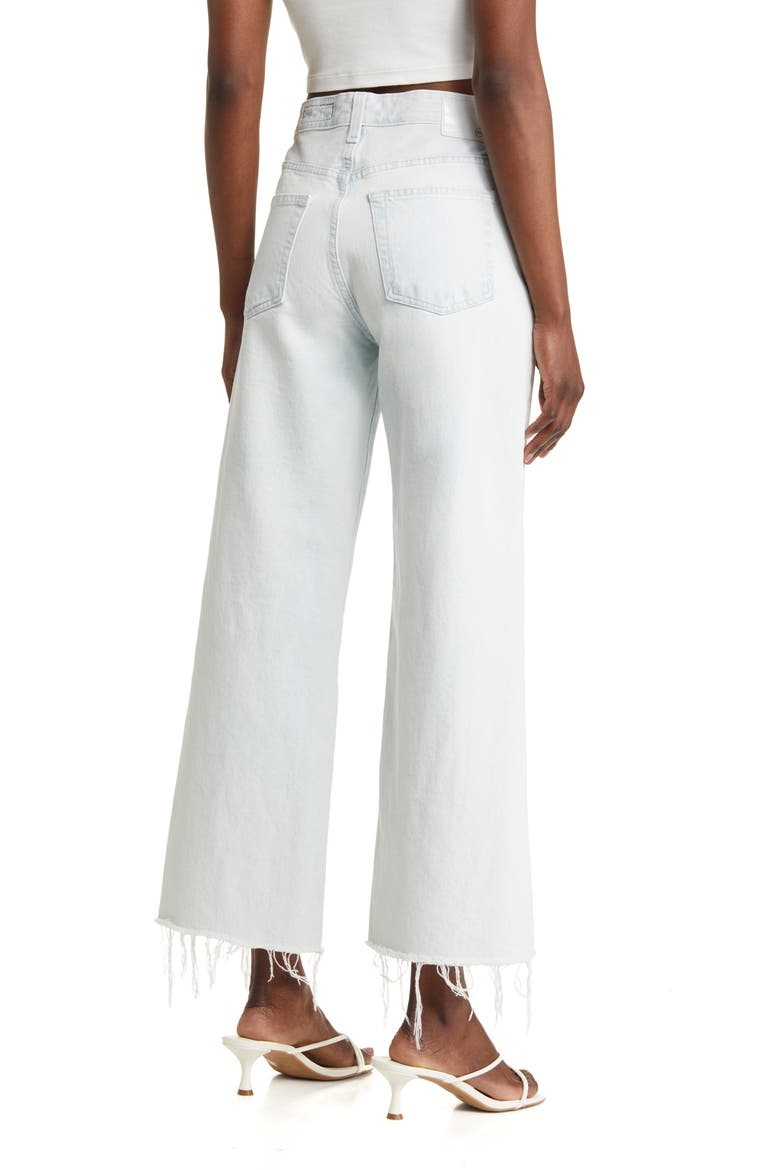 Saige Raw Hem High Waist Ankle Wide Leg Jeans, Alternate, color, TIDE POOL