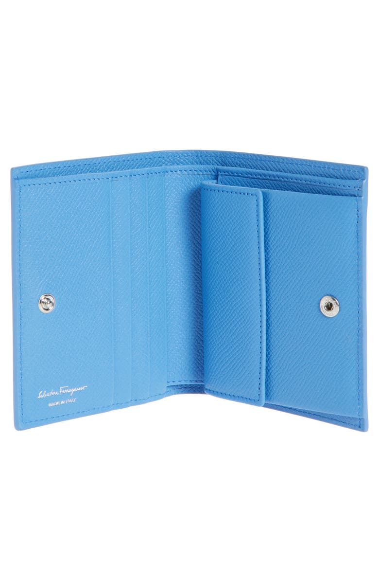 FERRAGAMO Gancini Leather French Wallet, Alternate, color, Bleuet/ Oxford Blue
