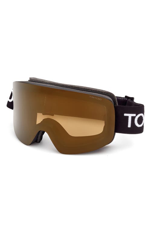 Shop Tom Ford Ski Mask With Mirrored Lens In Matte Black/brown
