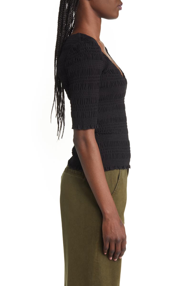 FRAME Smocked Scoop Neck Top, Alternate, color,