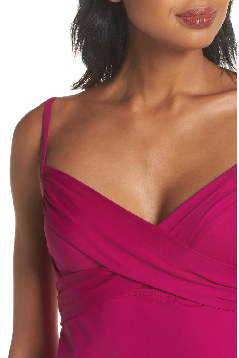 Island Goddess Underwire Tankini Top, Alternate, color, MAGENTA