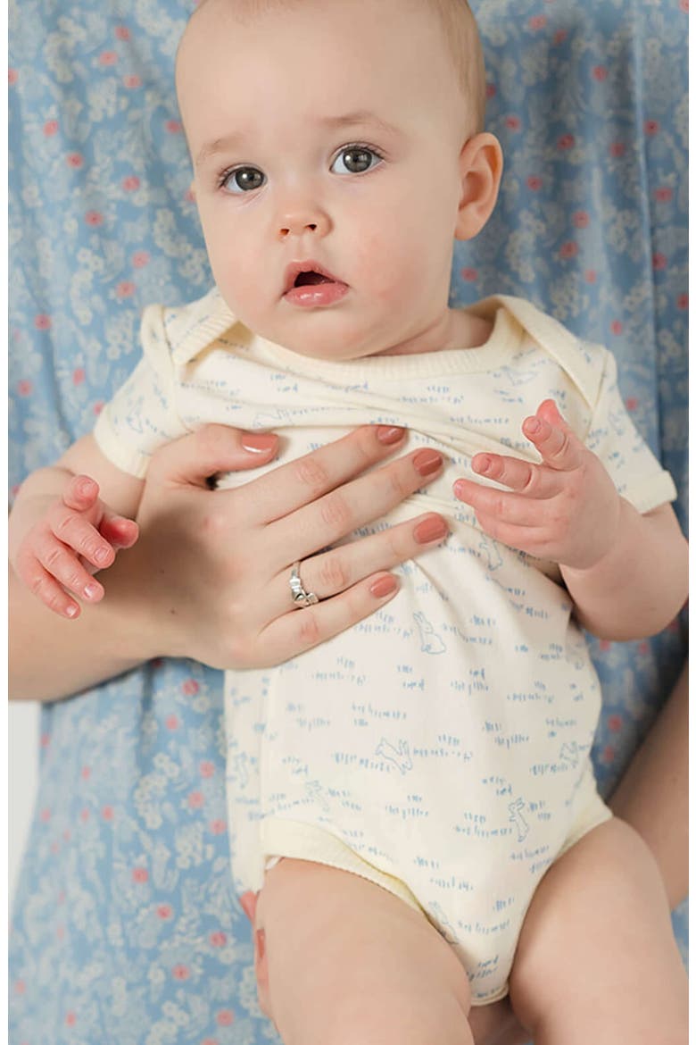 Organic Cotton Short Sleeve Bodysuit, Alternate, color, Bunny Hop