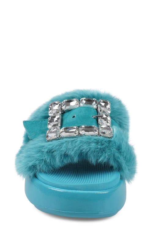 Zigi Fab Faux Fur Platform Sandal In Blue