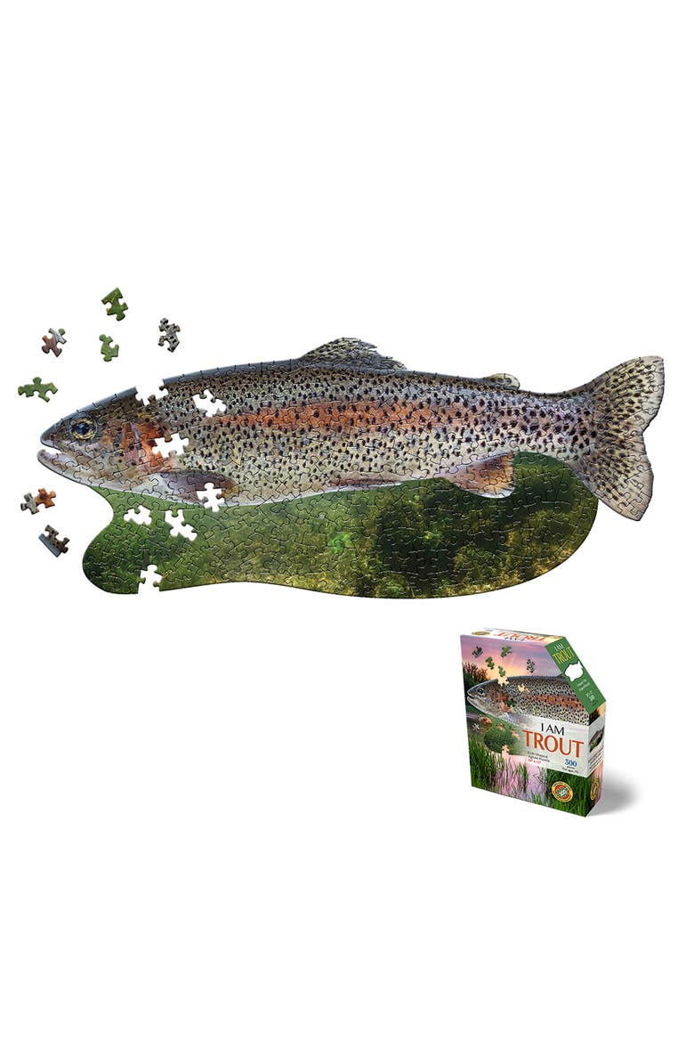I Am Trout 300 Piece Jigsaw Puzzle Fish Shaped Puzzle, Alternate, color, Multicolored