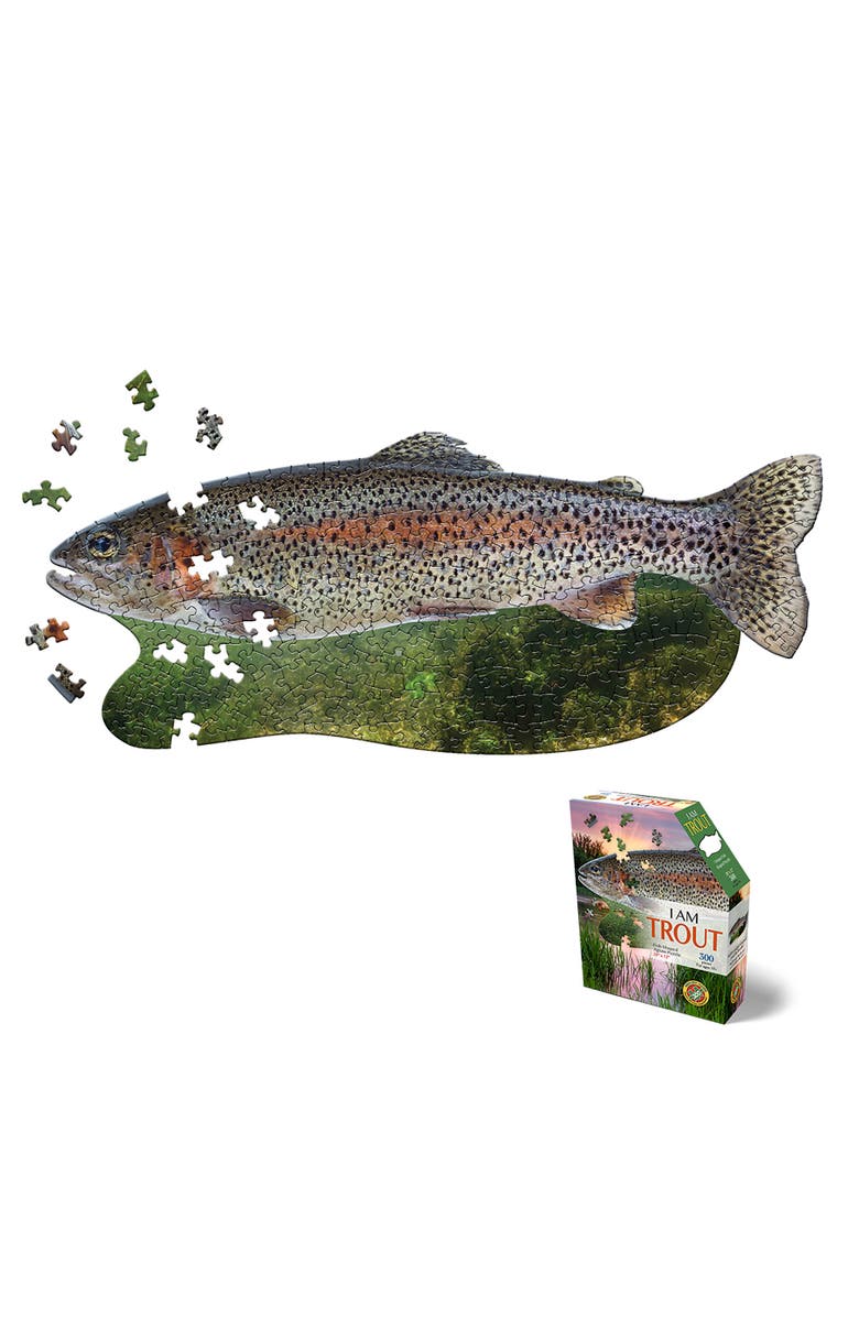 Madd Capp I Am Trout 300 Piece Jigsaw Puzzle Fish Shaped Puzzle, Alternate, color, 
