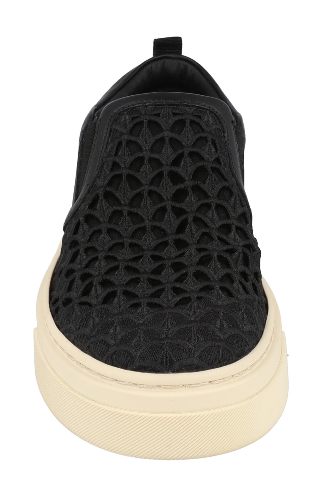 FERRAGAMO Cassina Scallop Lace Platform Sneaker, Alternate, color, Black