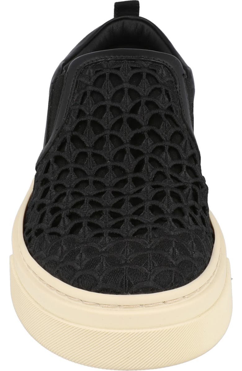 FERRAGAMO Cassina Scallop Lace Platform Sneaker, Alternate, color, Black