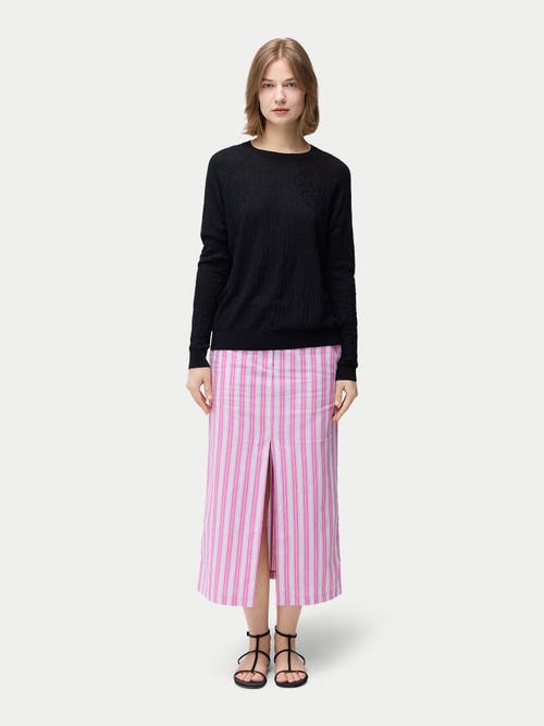 Gobi Mongolian Cashmere Silk Cashmere Textured Sweater In Black