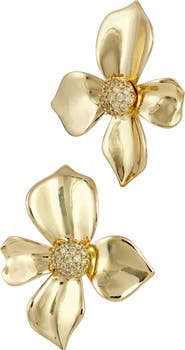 SAVVY CIE JEWELS Pavé CZ Flower Stud Earrings