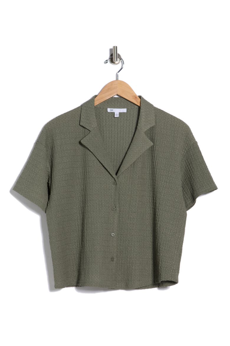 Short Sleeve Knit Button-Up Shirt, Alternate, color, P897 WASHED AGAVE GREEN