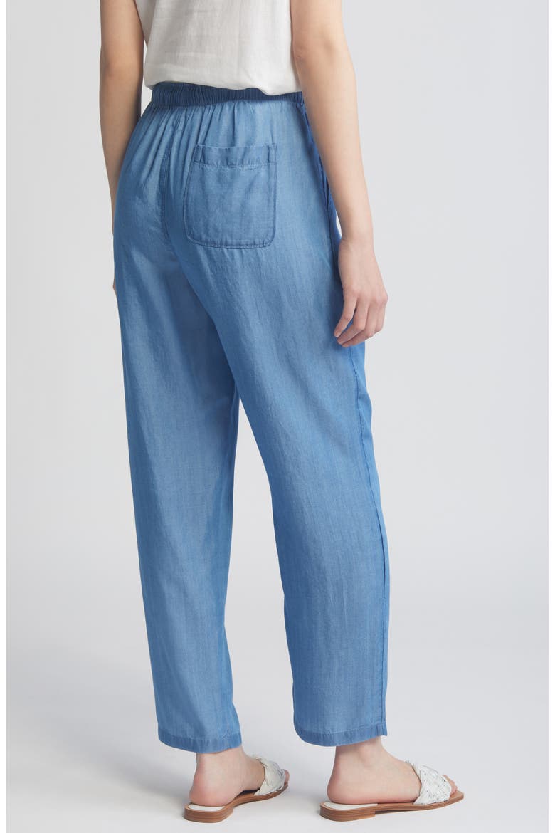 Elastic Waist Crop Taper Chambray Pants, Alternate, color, MEDIUM LIGHT WASH