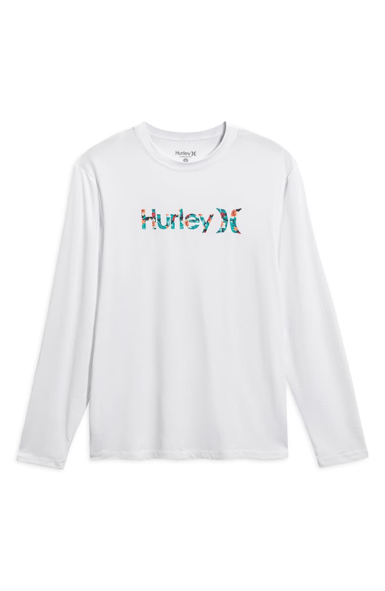 Hurley Cabana Floral Long Sleeve Sun Shirt, Main, color, White Traditional