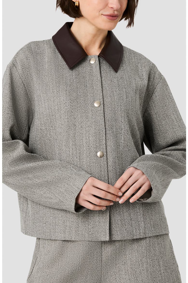 Herringbone Jacket with Contrast Collar, Main, color, SPECKLED HERRINGBONE