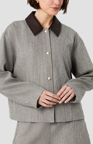 French Connection Herringbone Jacket with Contrast Collar