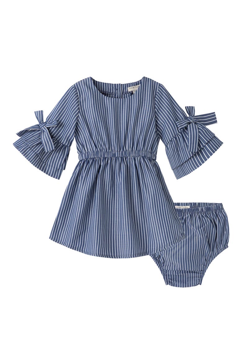 Habitual Stripe Bell Sleeve Dress, Main, color, BLUE MULTI