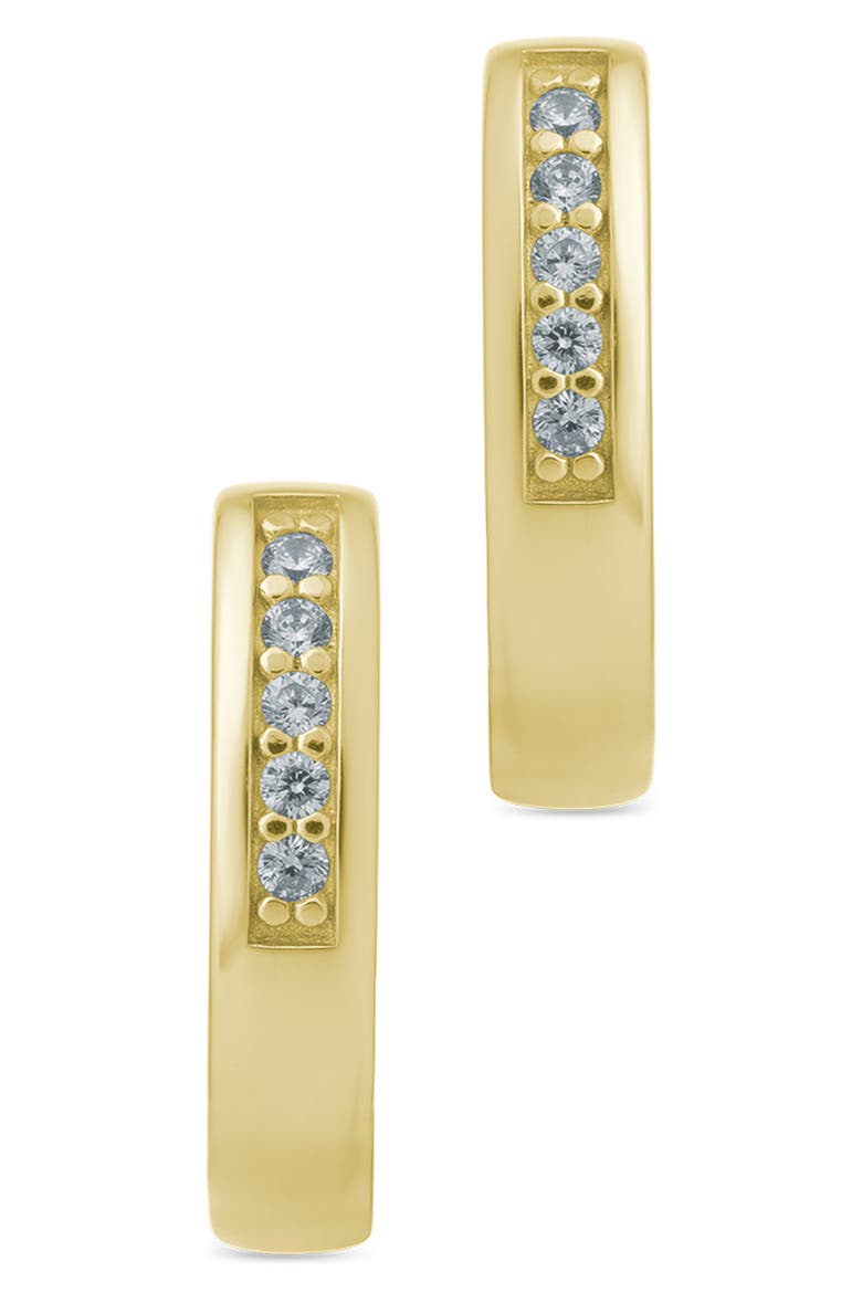 Desiree Pavé Huggie Hoop Earrings, Alternate, color, GOLD