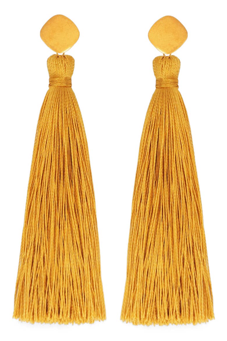 Fringe Tassel Linear Earrings, Main, color, YELLOW