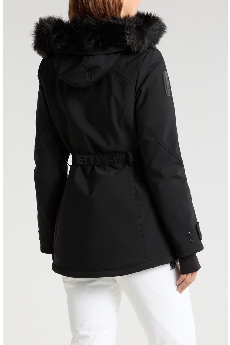 Exploration Faux Fur Trim Soft Shell Ski Jacket, Alternate, color, BLACK