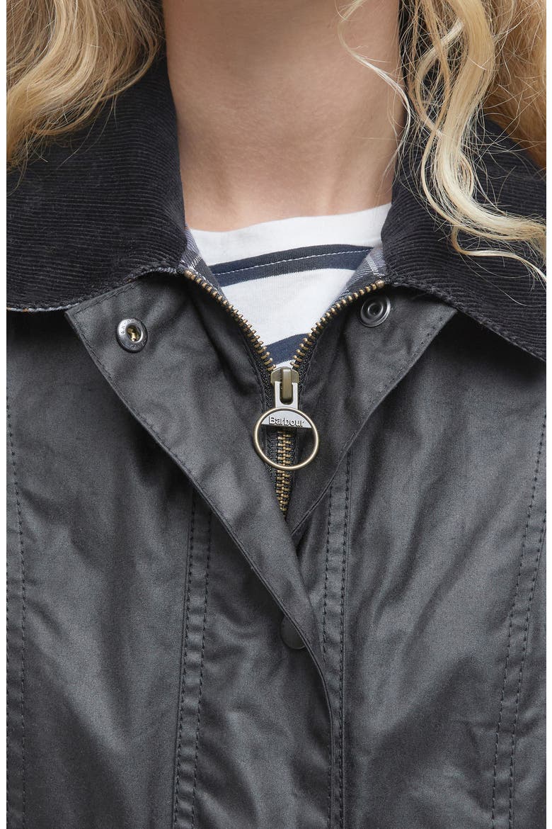 Beadnell Water Resistant Waxed Cotton Jacket, Alternate, color, BLACK