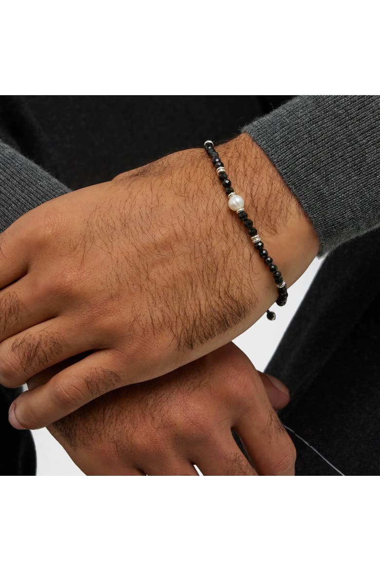 Onyx and Pearl Center Beaded Pull Bracelet, Alternate, color, Black White
