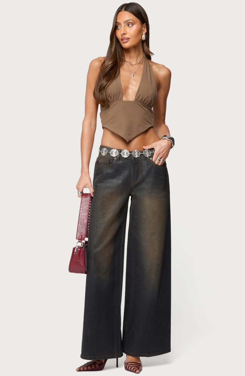 EDIKTED Open Back Triangle Halter Top, Alternate, color,