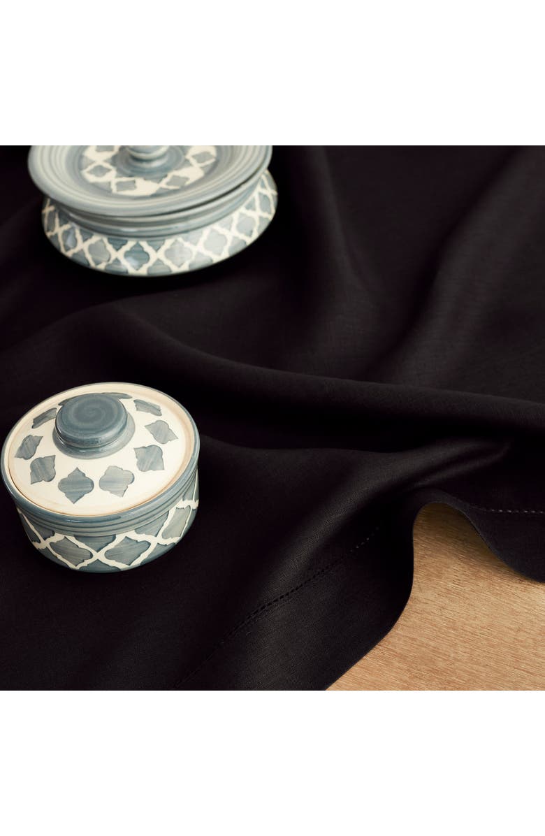 Solino Home Linen Table Throw - Classic Hemstitch, 52" x 52" Inch, 52" x 52" Inch, Alternate, color, Black