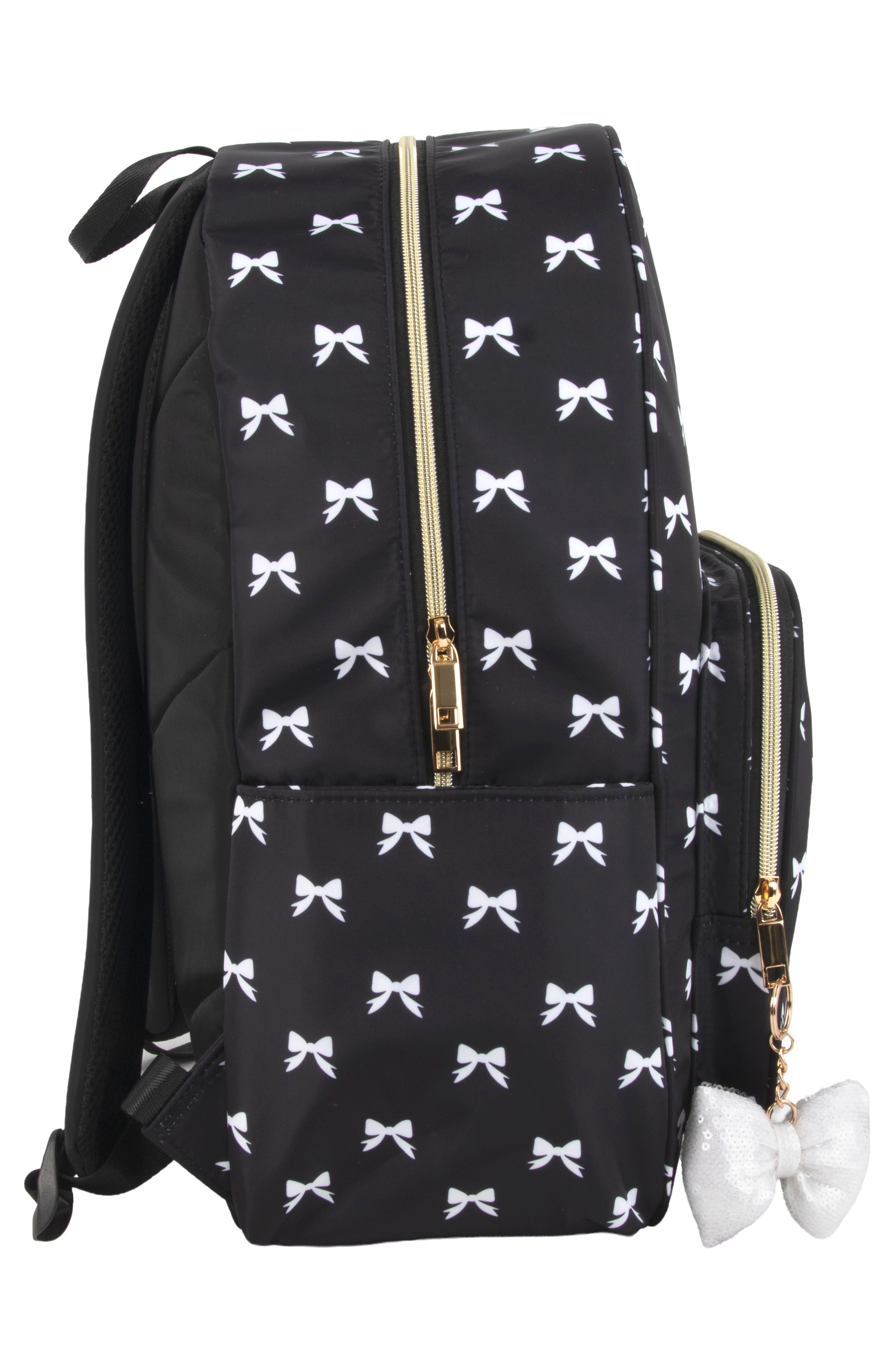 Jessica Simpson Bow Print Nylon Backpack, Alternate, color, Black