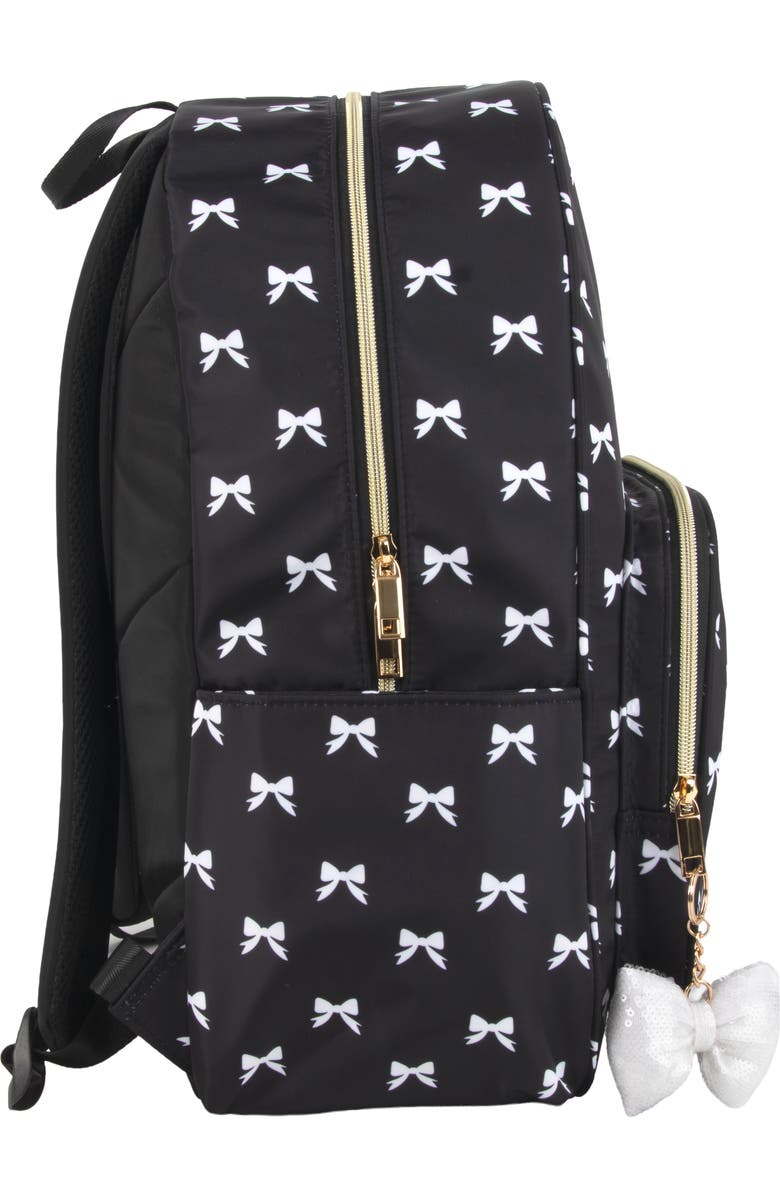 Jessica Simpson Bow Print Nylon Backpack, Alternate, color, Black
