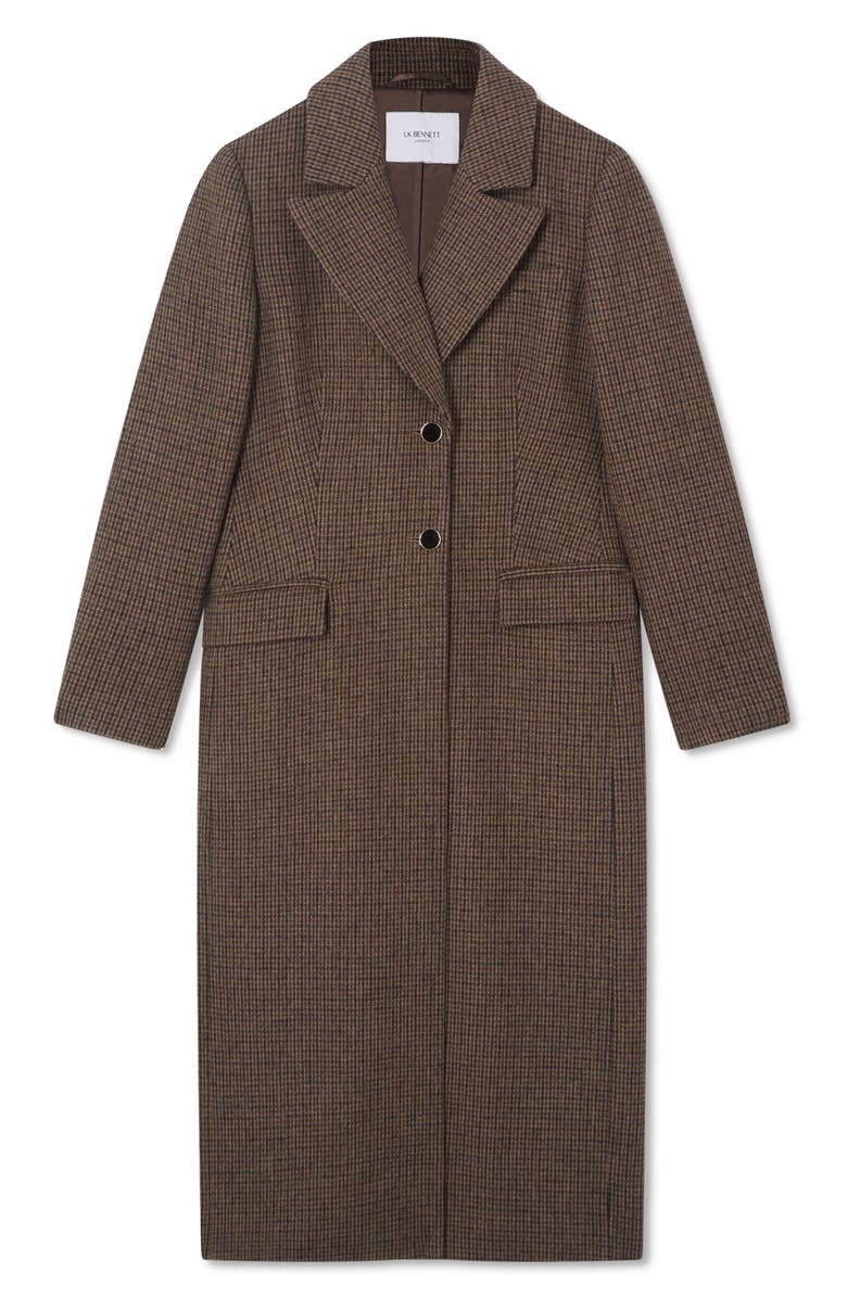 LK Bennett Dakota Check Wool Blend Coat, Main, color, Brown