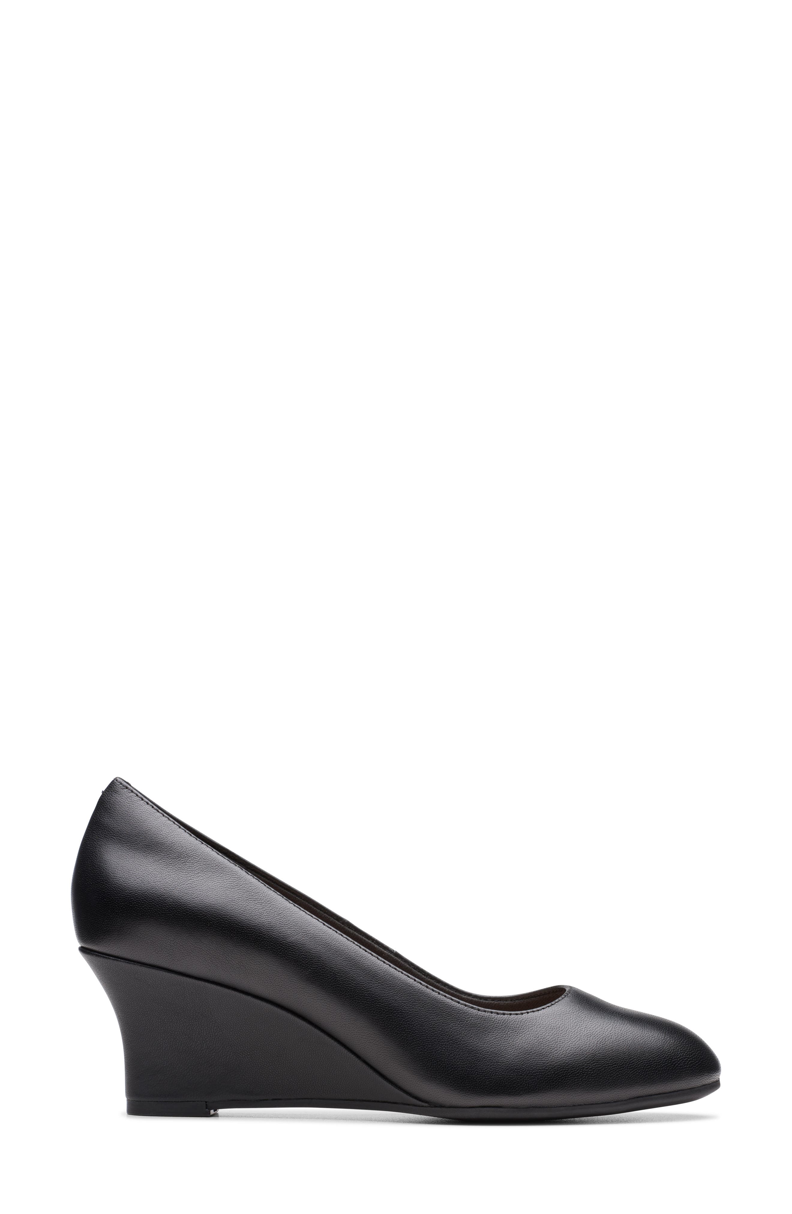 Clarks<sup>®</sup> Olivette Pearl Wedge Pump, Alternate, color, Black Leather