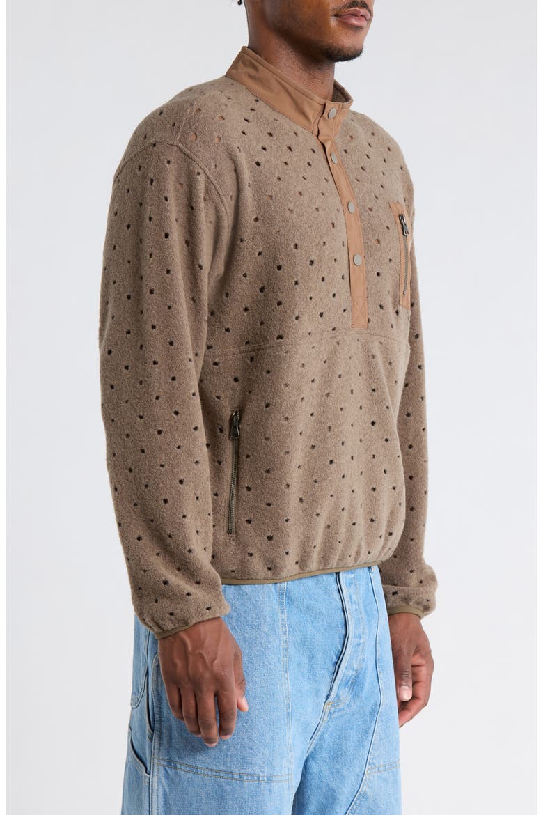 Hole Mock Neck Sweatshirt, Alternate, color, BROWN