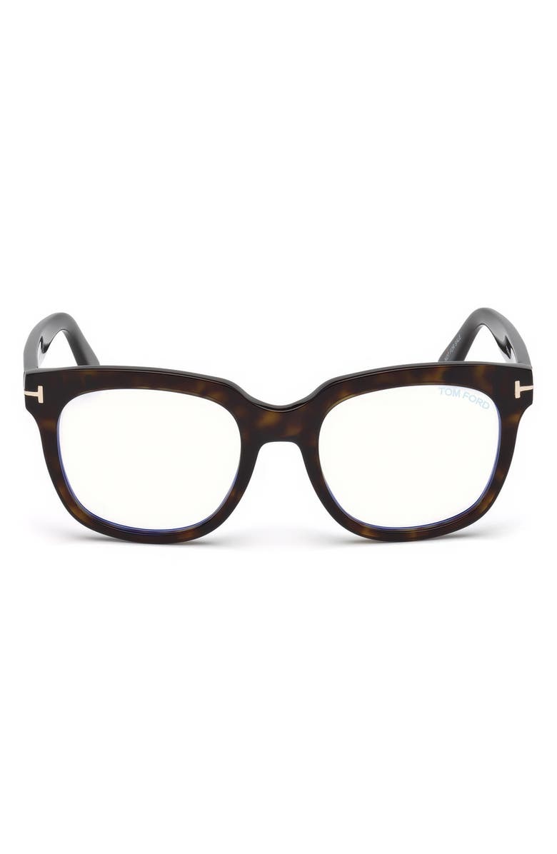 TOM FORD 53mm Geometric Blue Light Blocking Glasses, Main, color,
