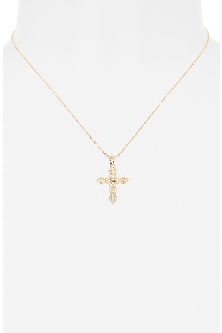 Pavé Crystal Cross Pendant Necklace, Alternate, color, CLEAR- GOLD