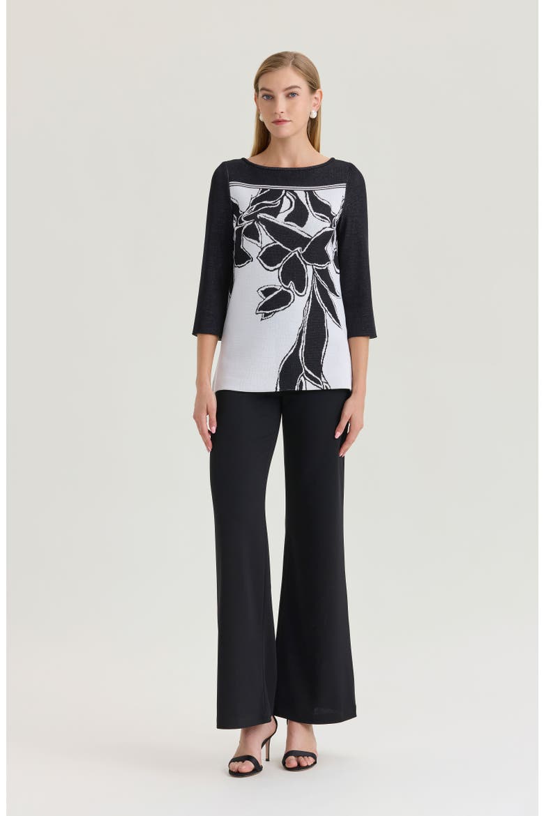 Floral Jacquard Soft Knit Tunic, Alternate, color, Black/White