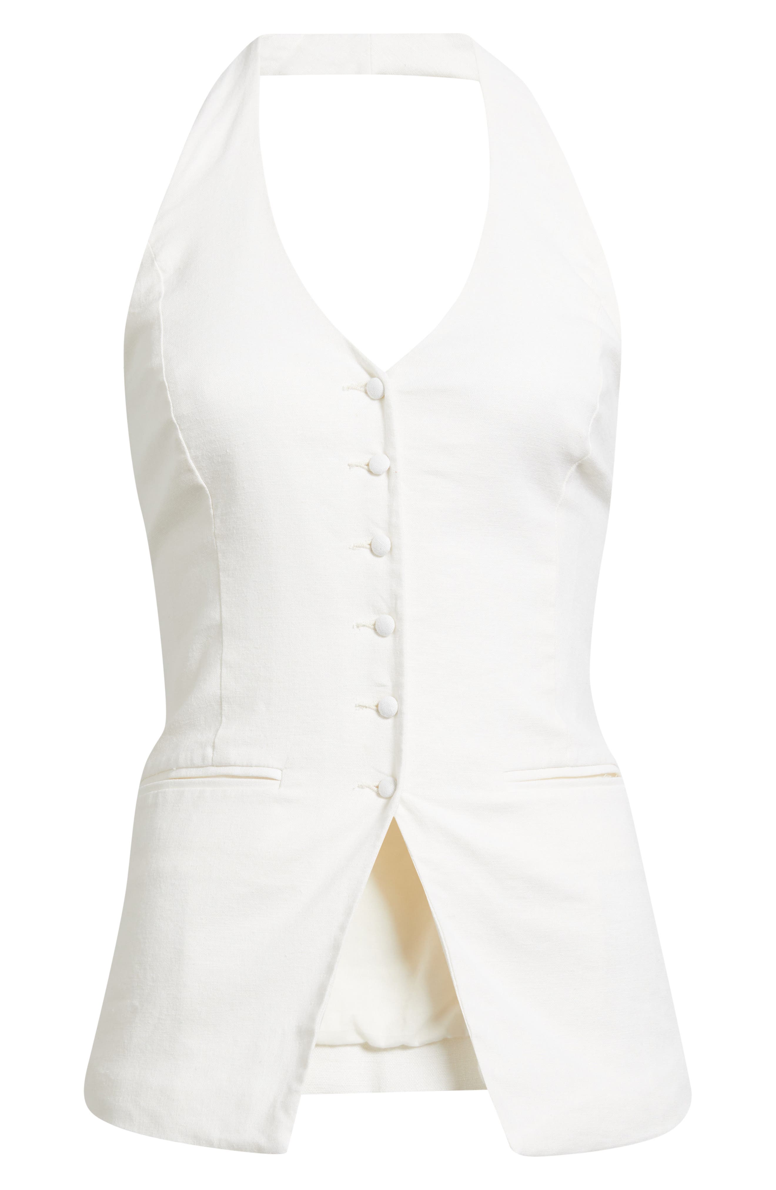 Open Edit Linen Halter Vest (Women) | Nordstrom